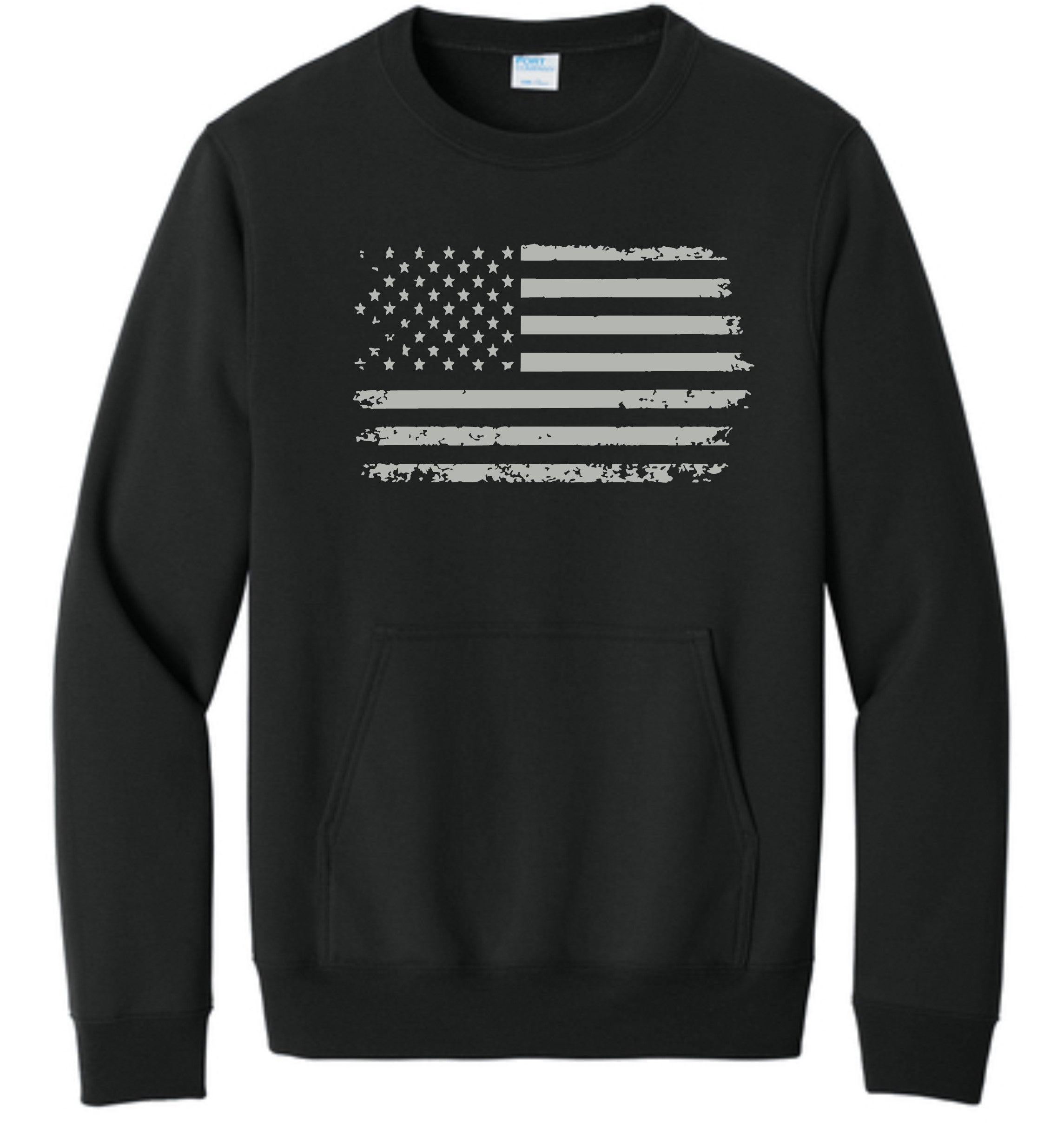 Distressed Flag Crewneck w/ Pocket Adult Only