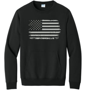 Distressed Flag Crewneck w/ Pocket Adult Only
