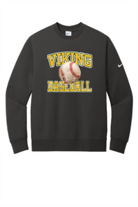 Viking Baseball Distressed Nike Club Fleece Crew