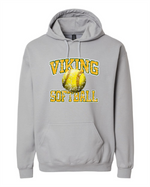 Load image into Gallery viewer, Youth Viking Softball Distressed Gildan Hooded Sweatshirt

