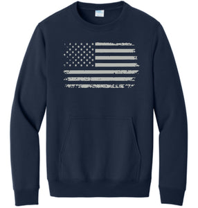 Distressed Flag Crewneck w/ Pocket Adult Only
