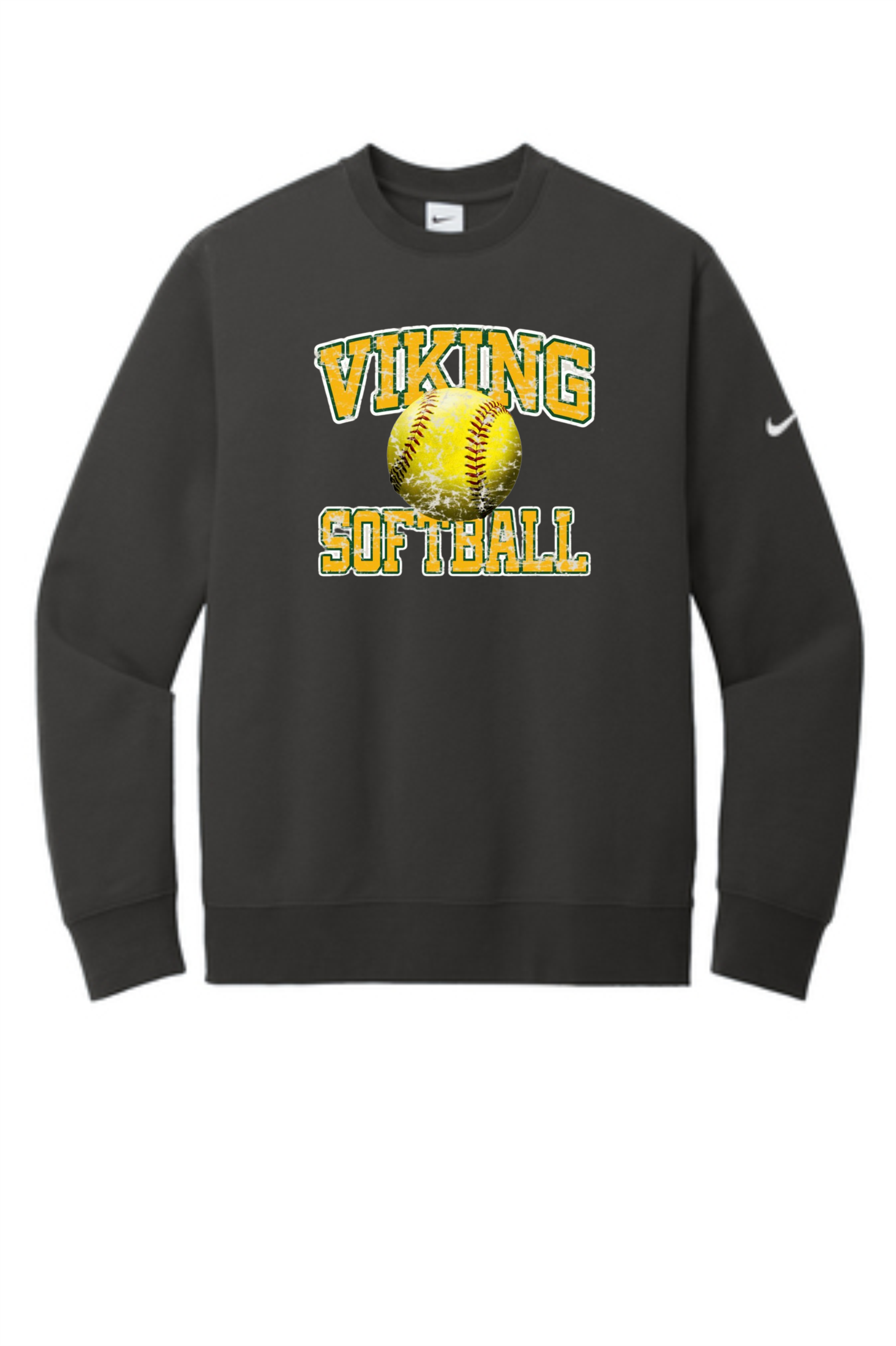 Viking Softball Distressed Nike Club Fleece Crew