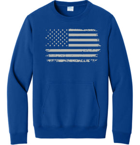 Distressed Flag Crewneck w/ Pocket Adult Only